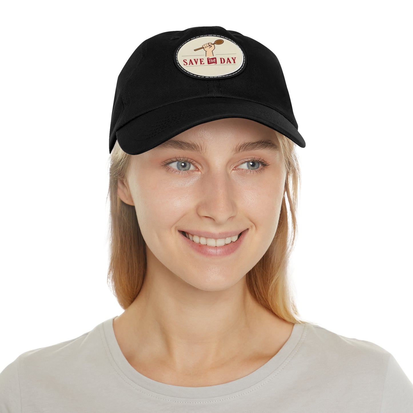 Hat with Leather Patch (Round)