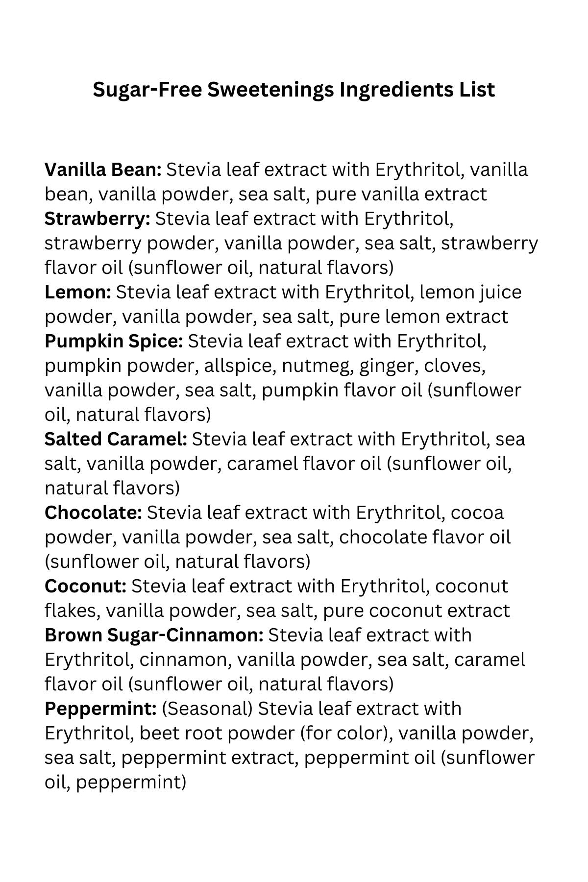SUGAR-FREE: 1 Sweetening jar